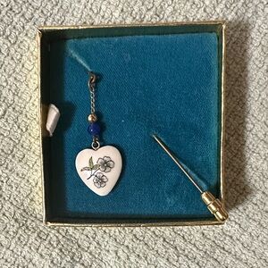 Floral Heart Pendant with Blue Accents